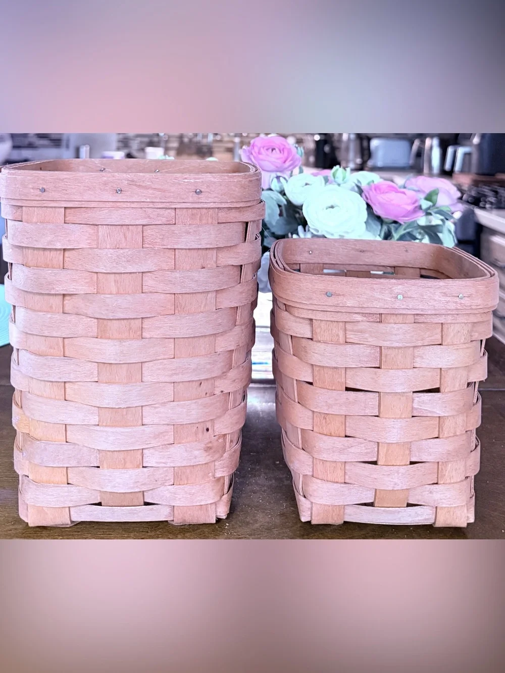 Vintage Longaberger Basket Set of 2 Large 1996 Small 1994 Signed Woven